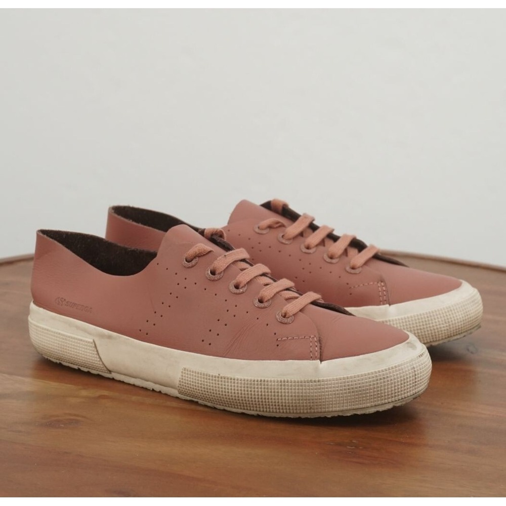 Superga Womens 2750 Morphing Mule Sneakers Pink Leather Lace Up Size 6.5 US
